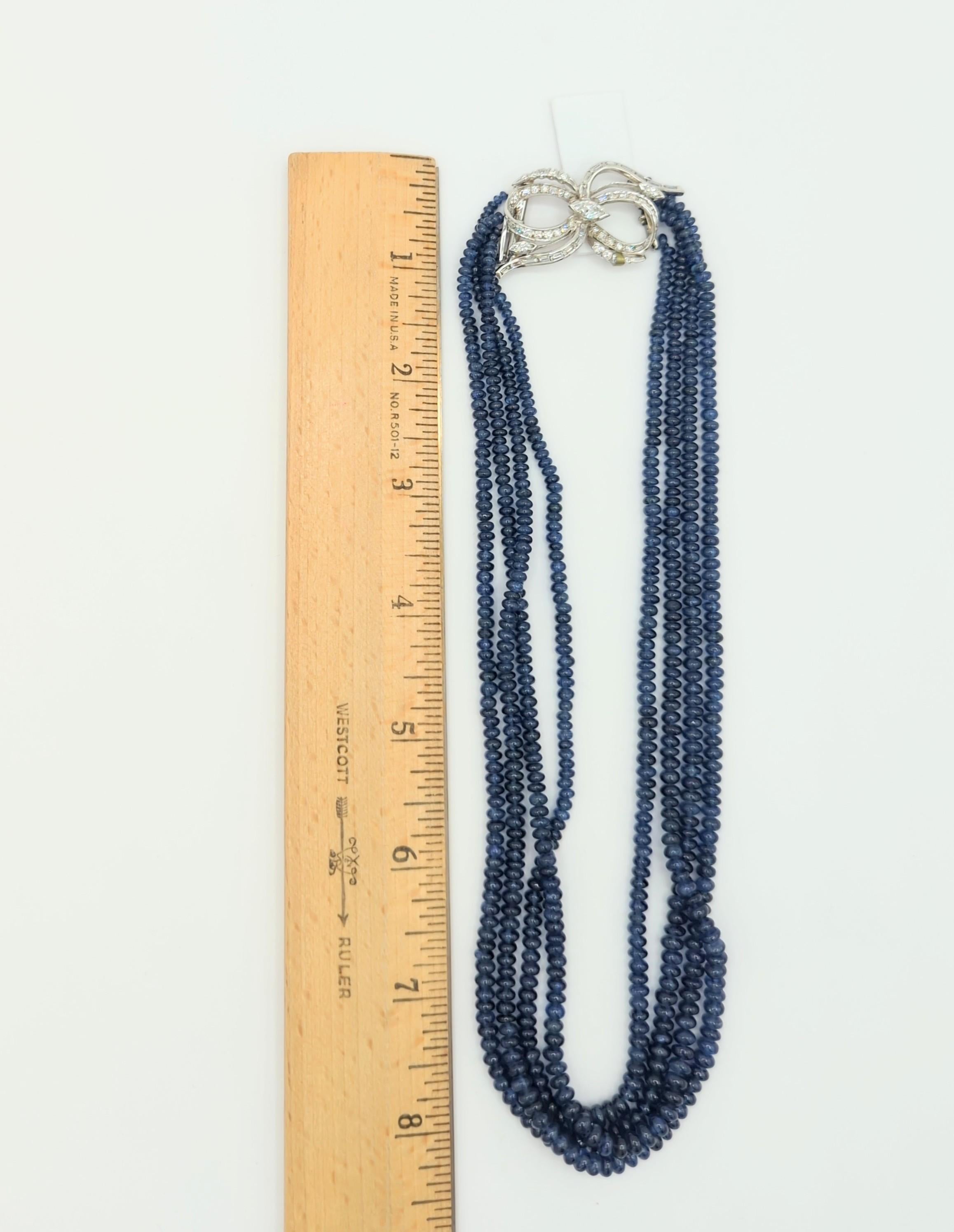 GIA-Perlen mit unerhitztem burmesischem blauem Saphir und Diamant und Platinverschluss im Angebot 5