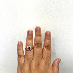 GIA Unheated Burma Ruby Oval and White Diamond Ring in 18K Gold and Platinum