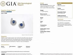 GIA Unheated Burma Sapphire & Diamond Vintage Earrings in Platinum