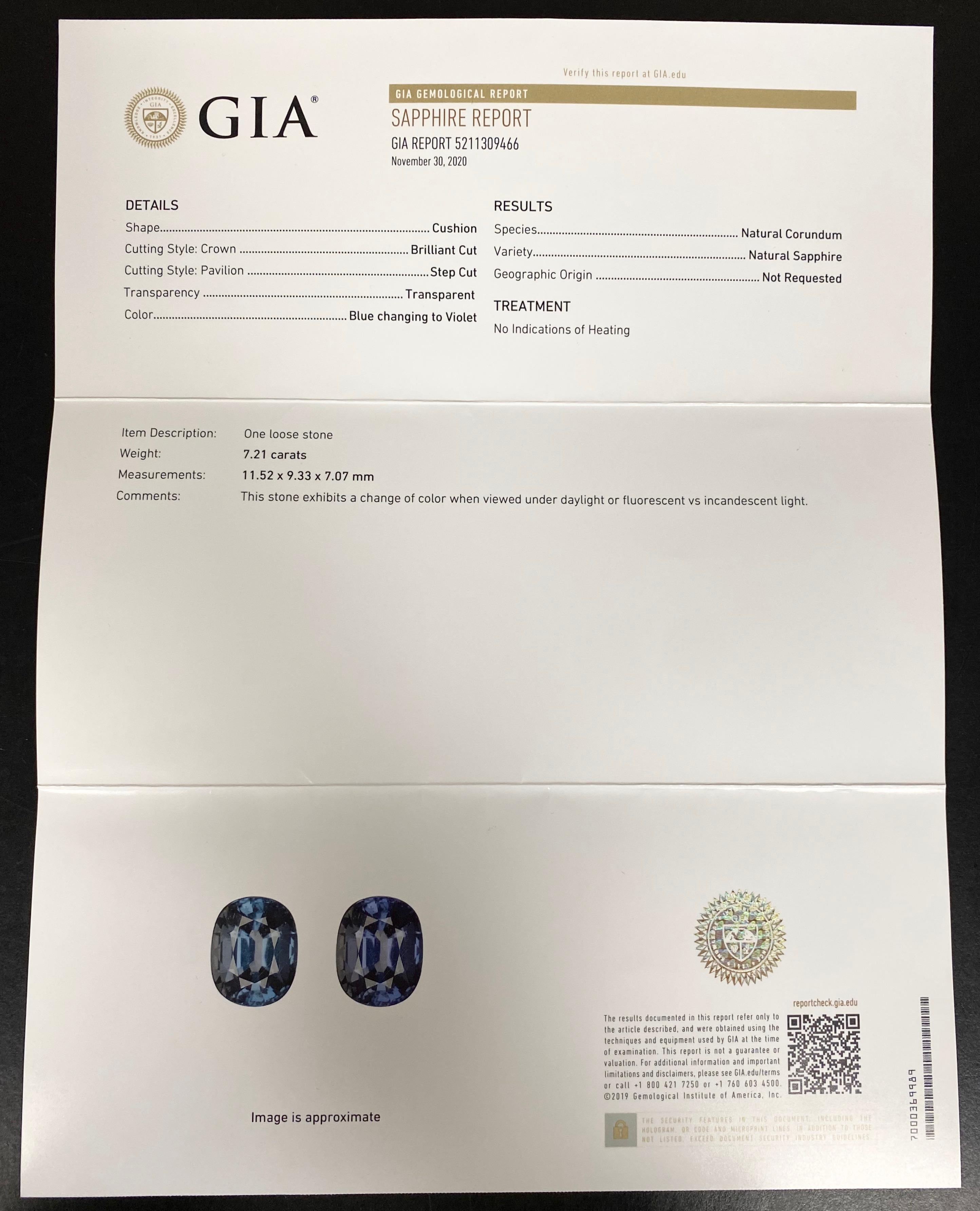 GIA Unheated Color Change Tanzanian Sapphire and Diamond Cocktail Ring For Sale 9