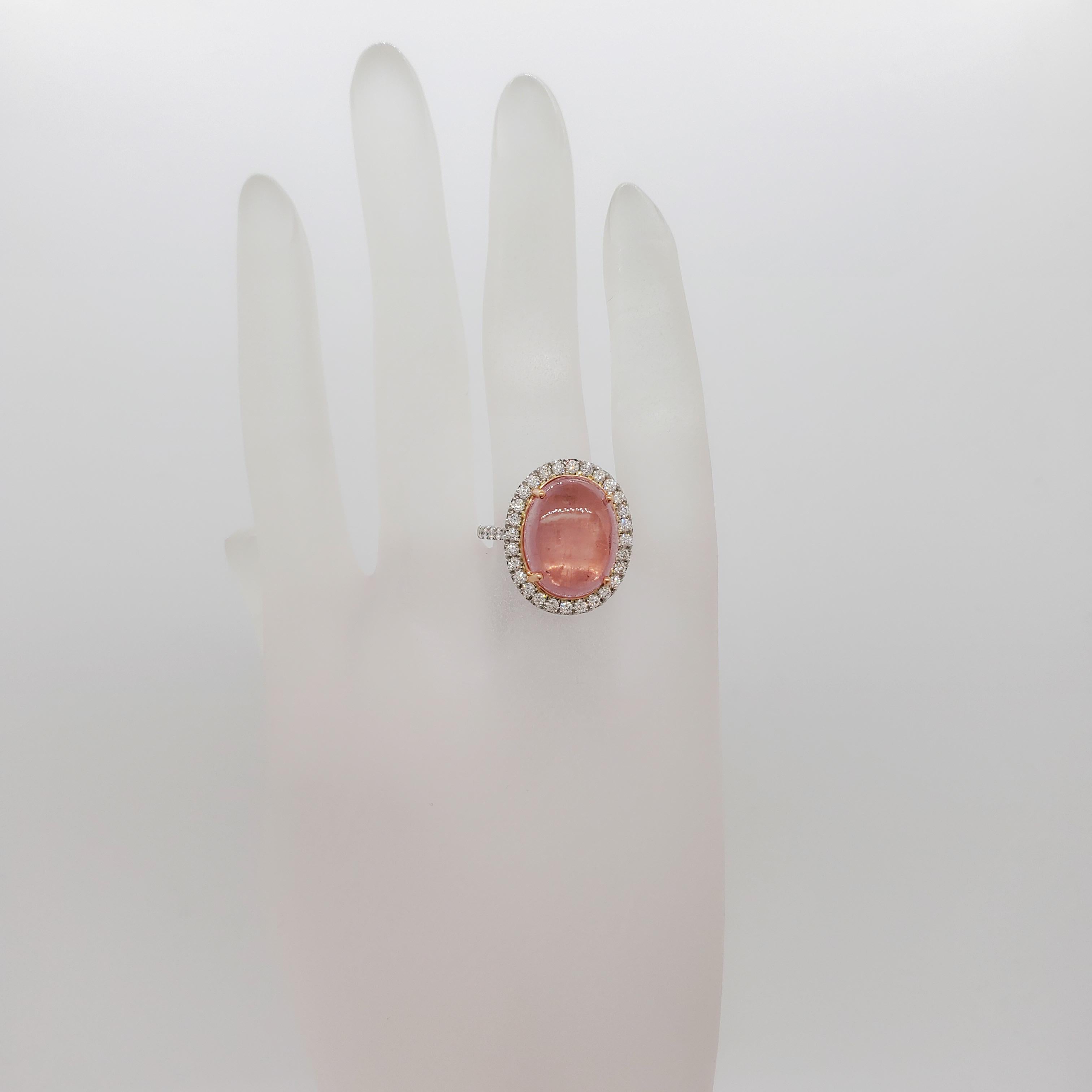 GIA Unheated Estate Cat's Eye Pink Sapphire and Diamond Cocktail Dome Ring In Excellent Condition In Los Angeles, CA