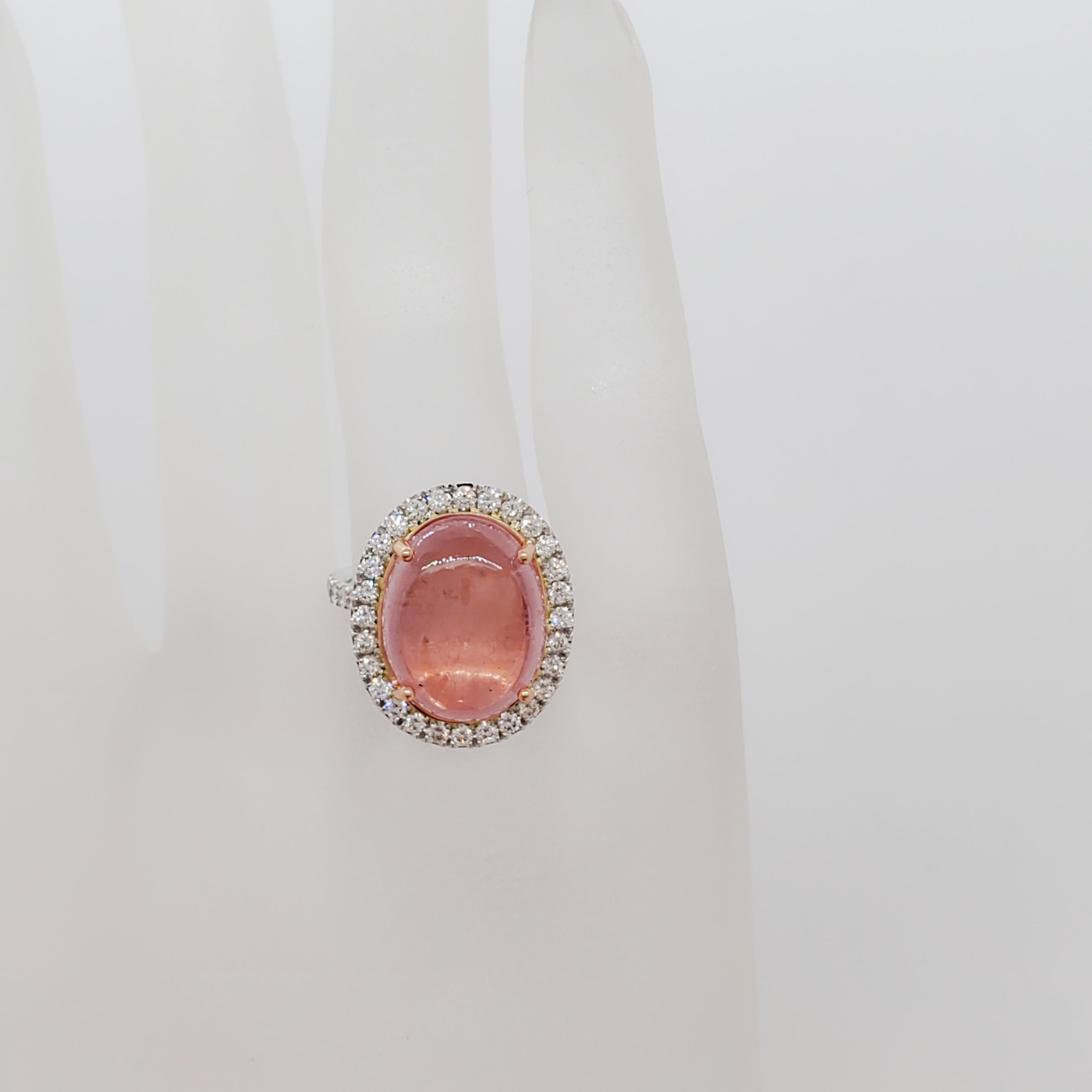 Women's or Men's GIA Unheated Estate Cat's Eye Pink Sapphire and Diamond Cocktail Dome Ring