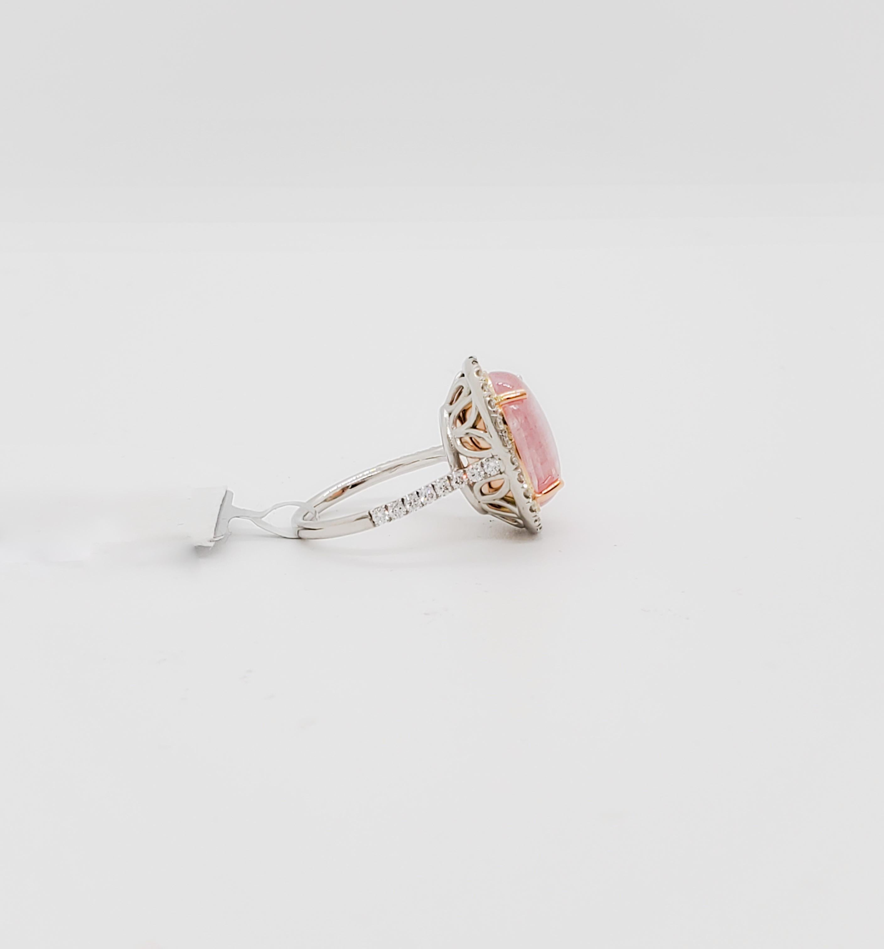 GIA Unheated Estate Cat's Eye Pink Sapphire and Diamond Cocktail Dome Ring 1