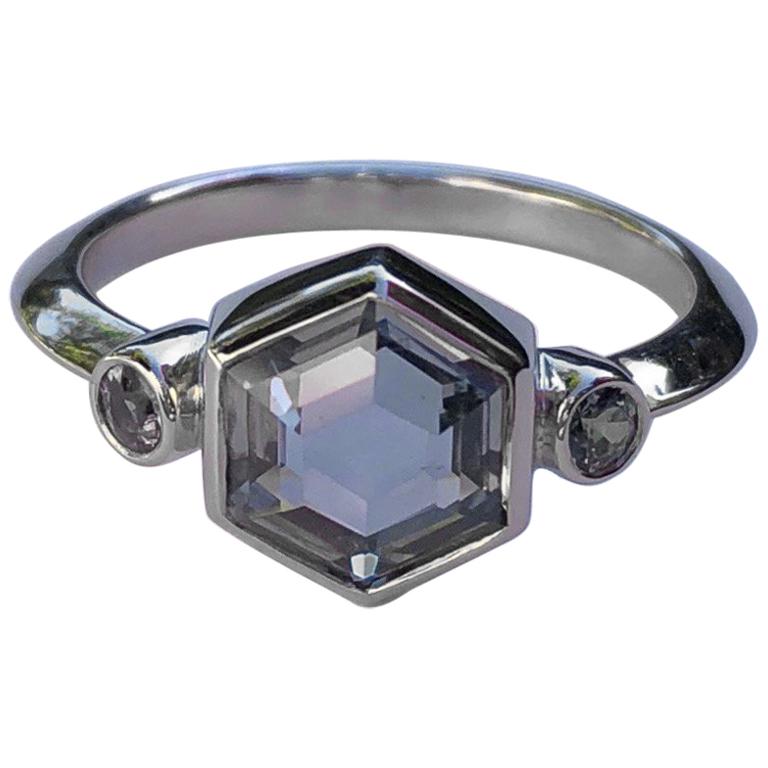 GIA Unheated Montana Sapphire Brazilian Alexandrite Platinum Engagement Ring im Angebot