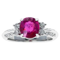 GIA Unheated Mozambique 2.16ct, Ruby and Diamond Ring, PT