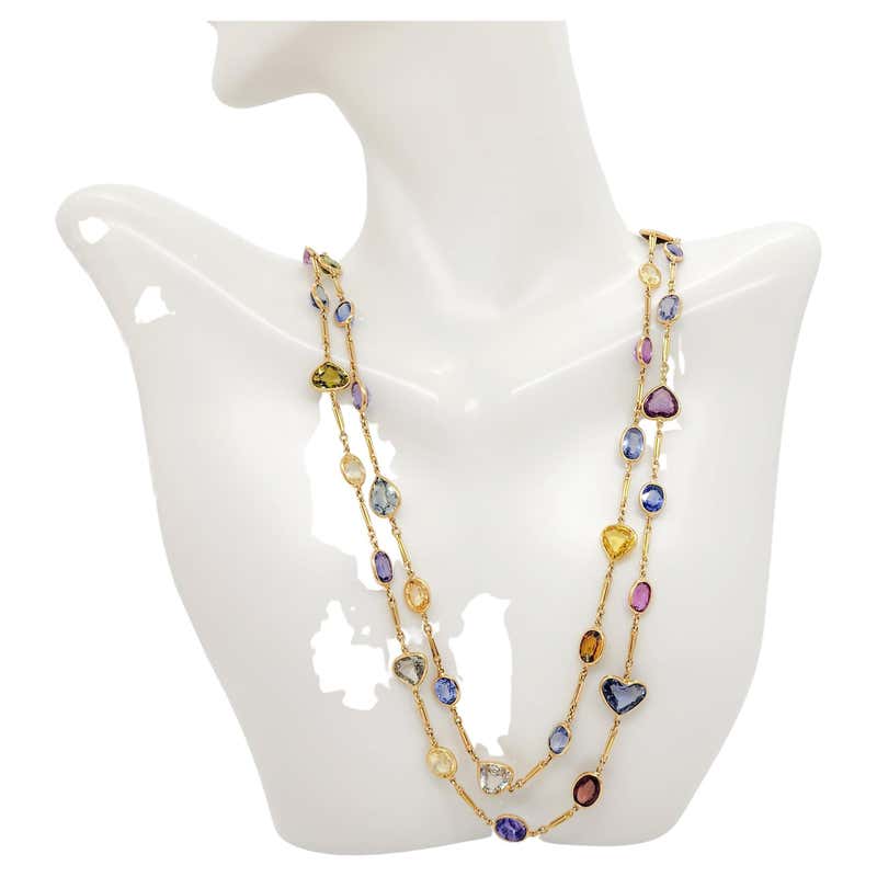 Multi Shape Long Diamond Necklace For Sale at 1stDibs | multi shape ...