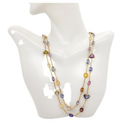 GIA Unheated Multi Color and Multi Shape Sapphire Chain Necklace in 18k