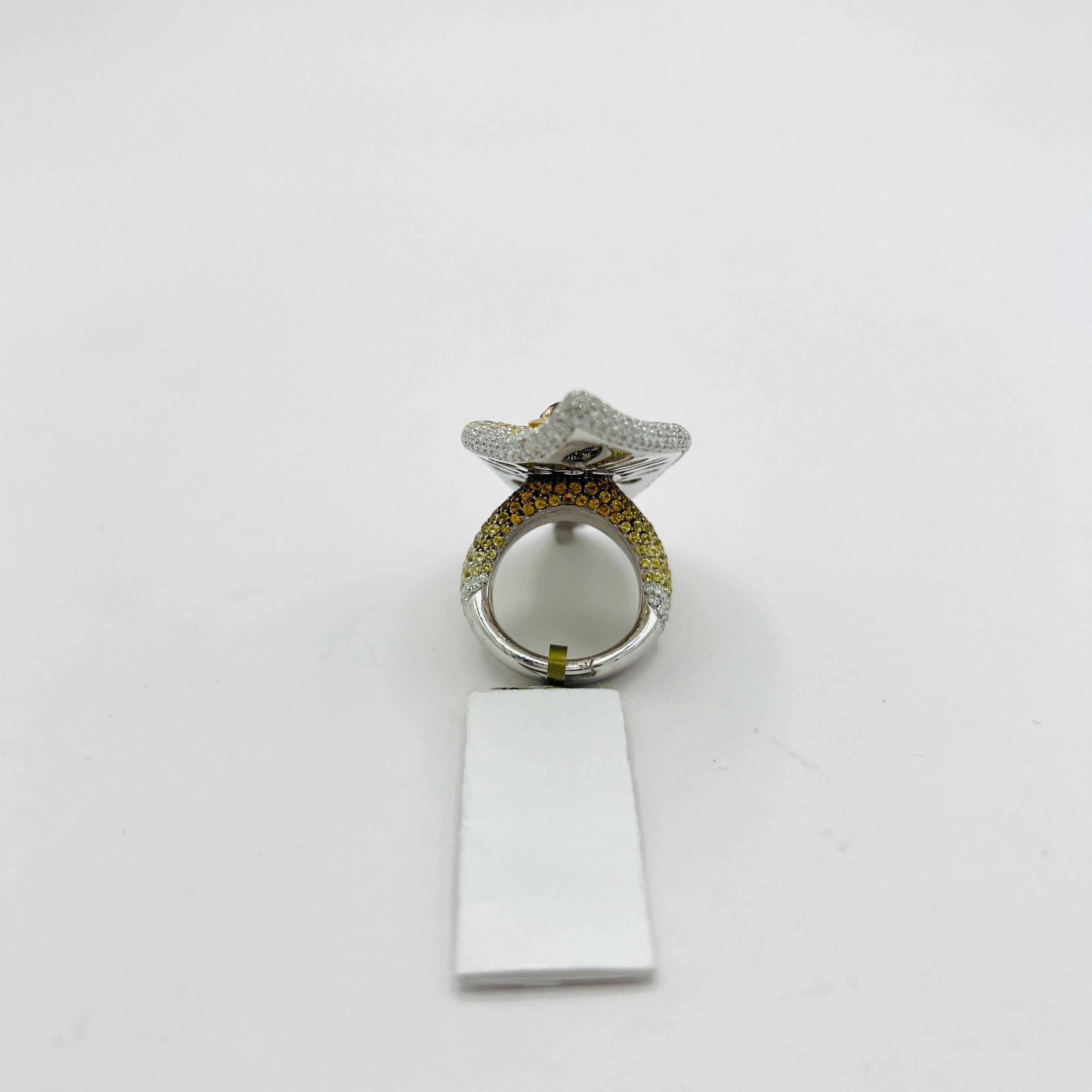 GIA Unheated Pinkish Purple Spinel Cushion, White Diamond, and Sapphire Ring 2