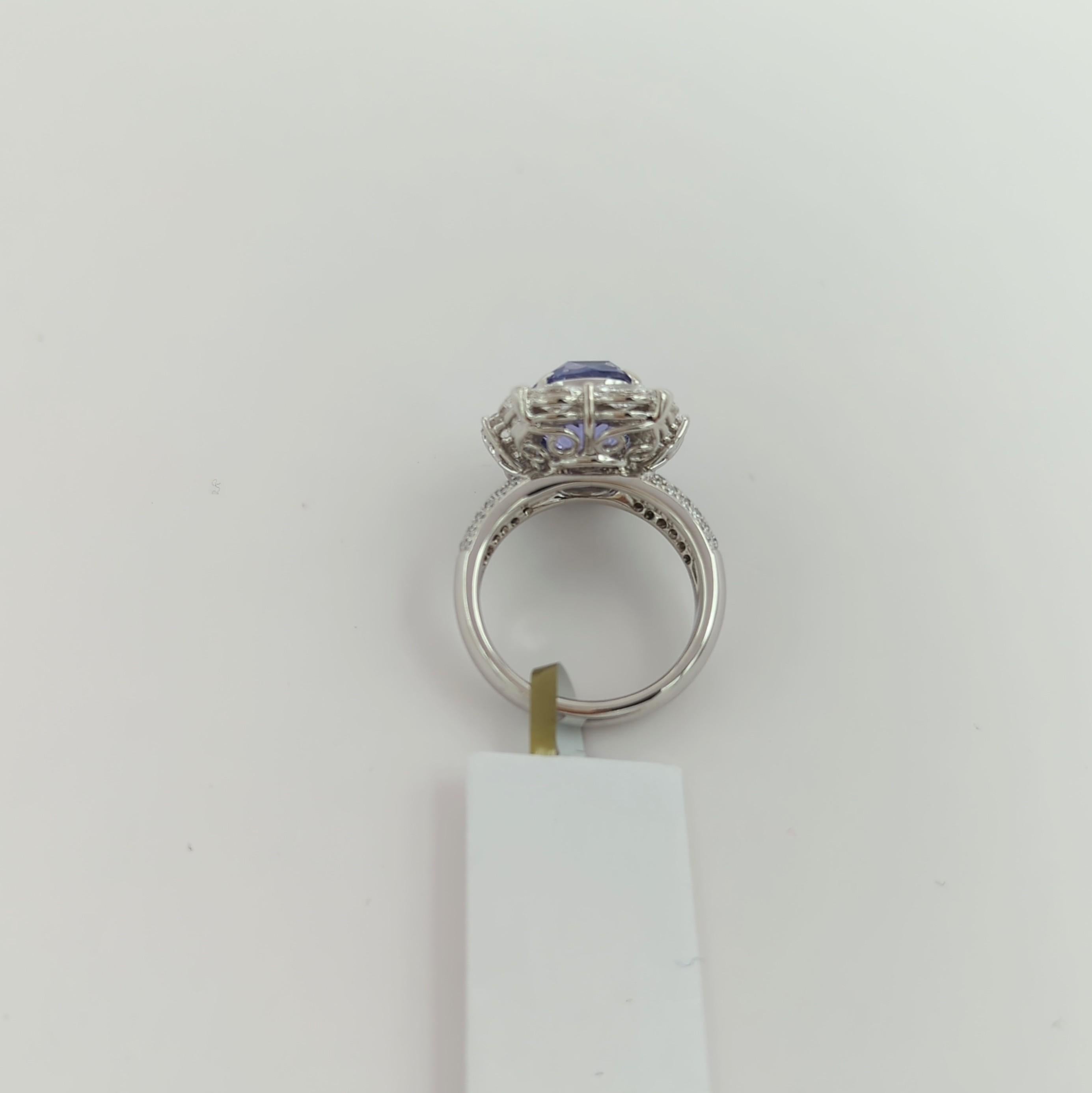 GIA Ring aus 18 Karat Weißgold mit unerhitztem lila Saphir und weißem Diamanten im Angebot 2