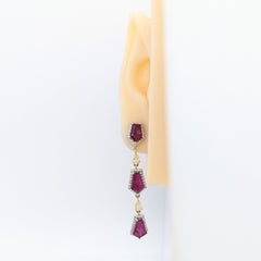GIA Unheated Purplish Red Ruby and White Diamond Dangle Earrings in 18K