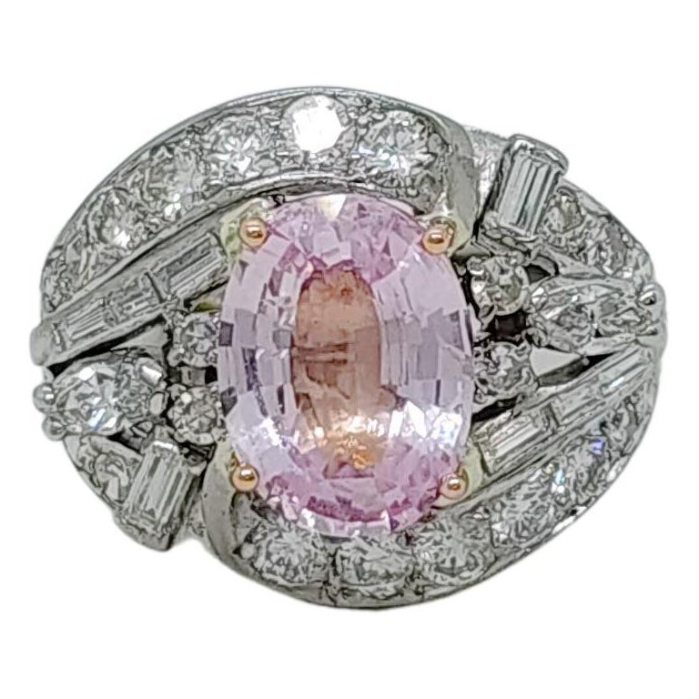 GIA-Cocktailring, unerhitzter Sri Lanka Padparadscha und weißer Diamant