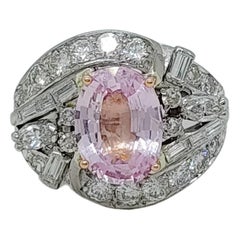 GIA Unheated Sri Lanka Padparadscha and White Diamond Cocktail Ring