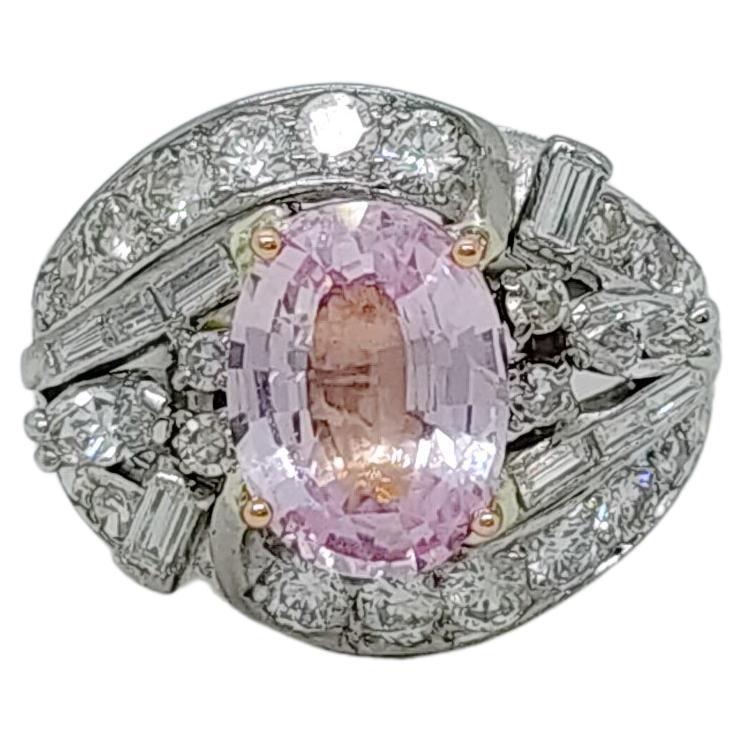 GIA 1.99ct Oval No Heat Sri Lanka Padparadscha Sapphire and Diamond