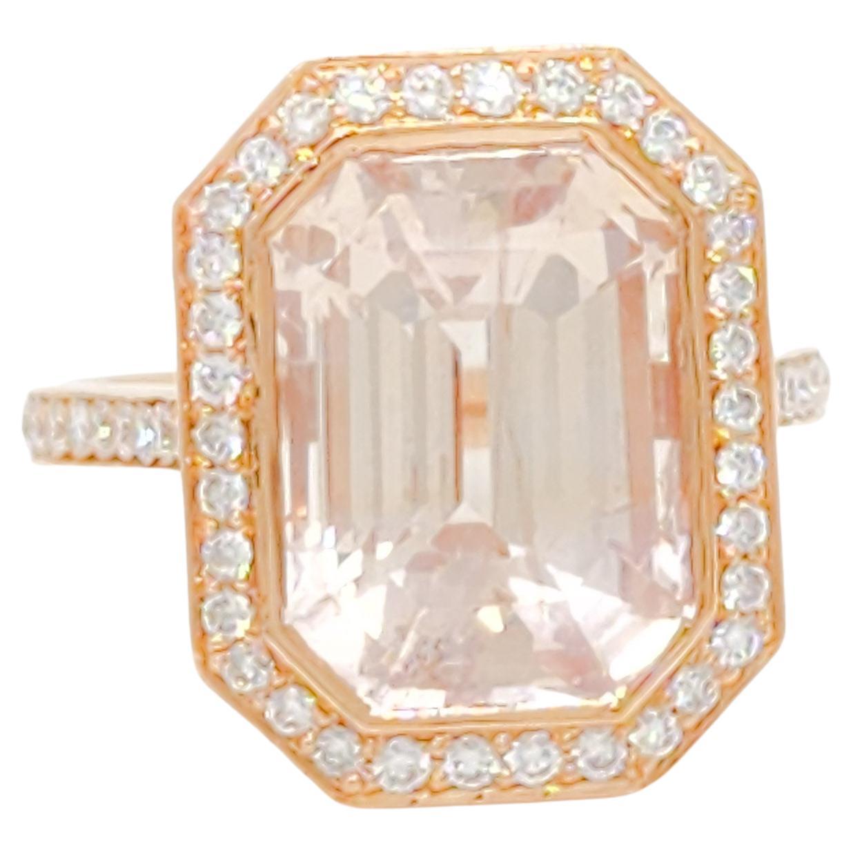 GIA Unheated Very Light Orange Sapphire and White Diamond Cocktail Ring