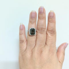 GIA Unheated Yellow Green Sapphire and White Diamond Cocktail Ring in Platinum