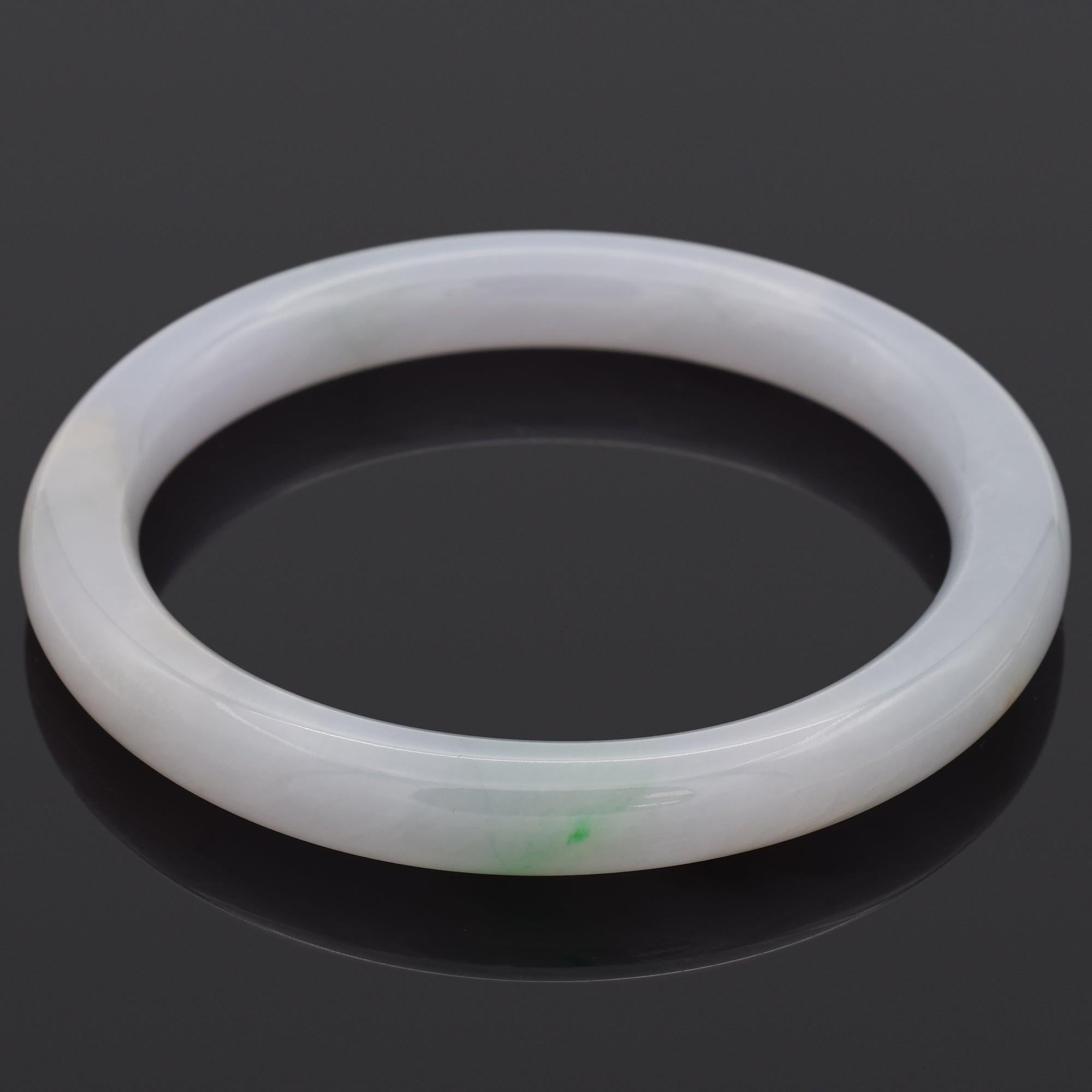 GIA Variegated Purple Gray & Natural Green Jadeite Jade Bangle Bracelet In Excellent Condition For Sale In New York, NY