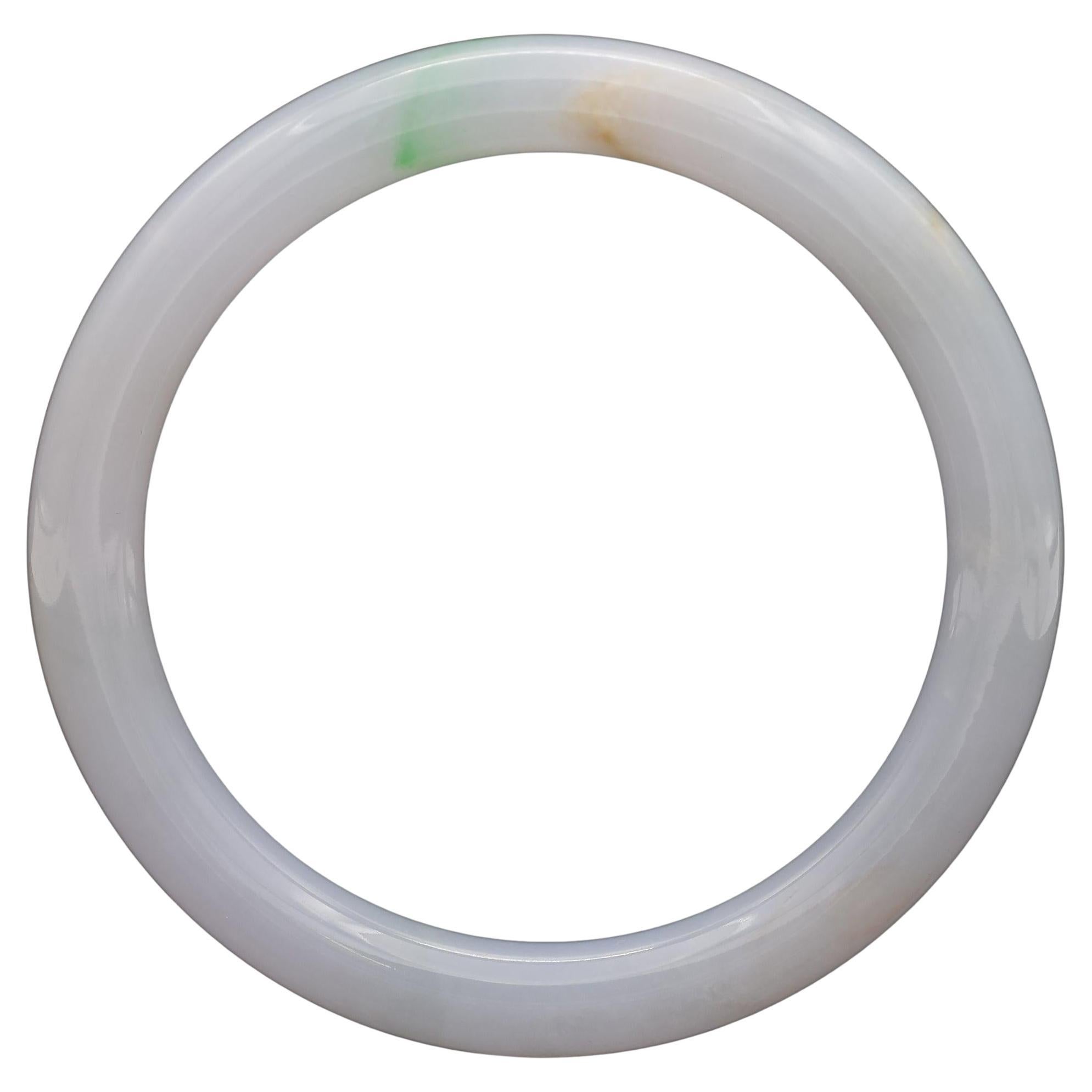 GIA Variegated Purple Gray & Natural Green Jadeite Jade Bangle Bracelet For Sale