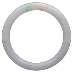 GIA Variegated Purple Gray & Natural Green Jadeite Jade Bangle Bracelet