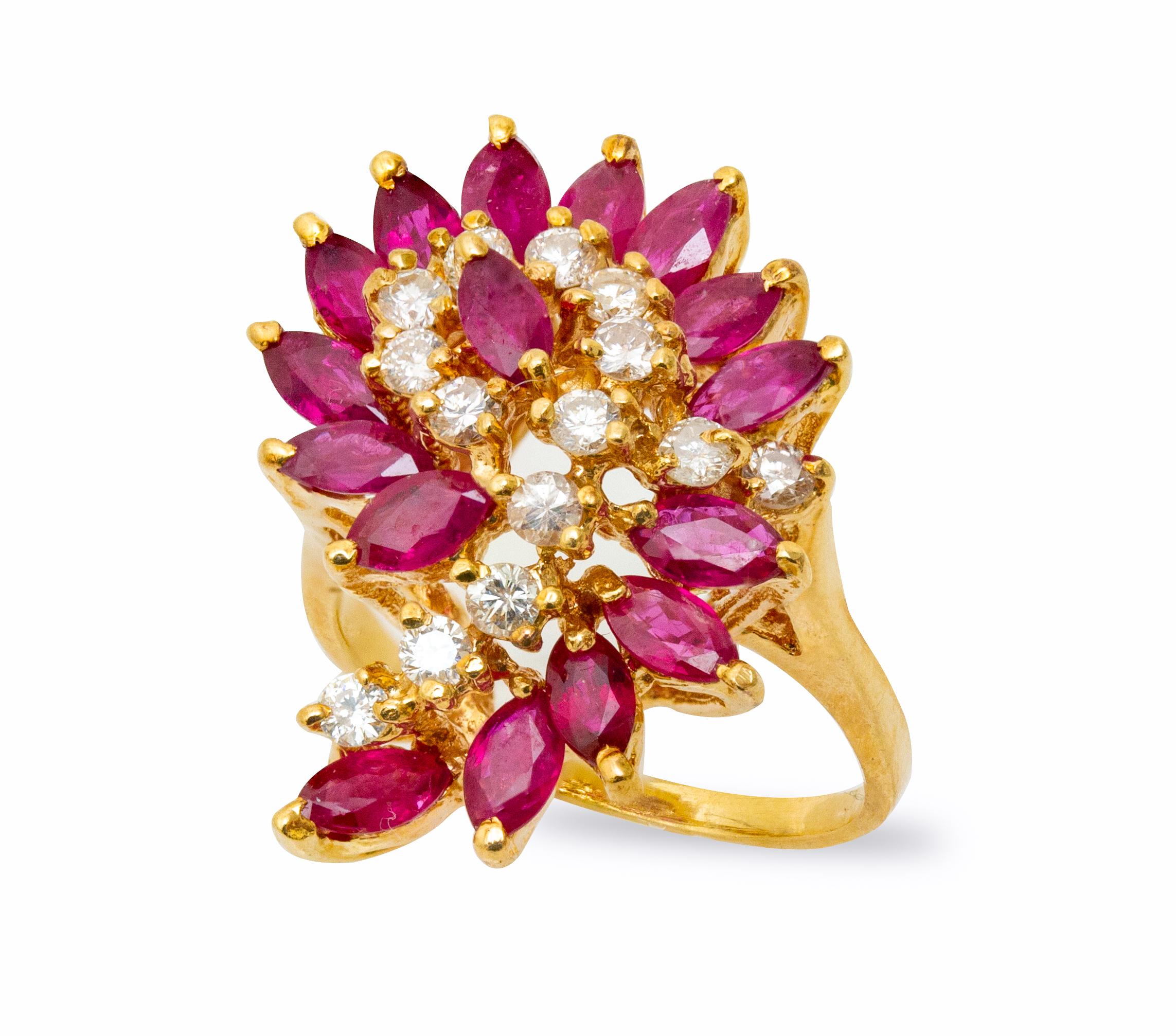 14K gold ruby and diamond ring size 5.75. The ring measure 1