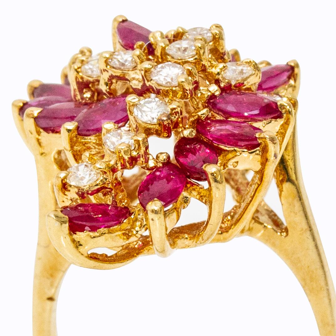 GIA Vintage 14k Gold Ruby and Diamond Ring In Good Condition In Kingston, NY
