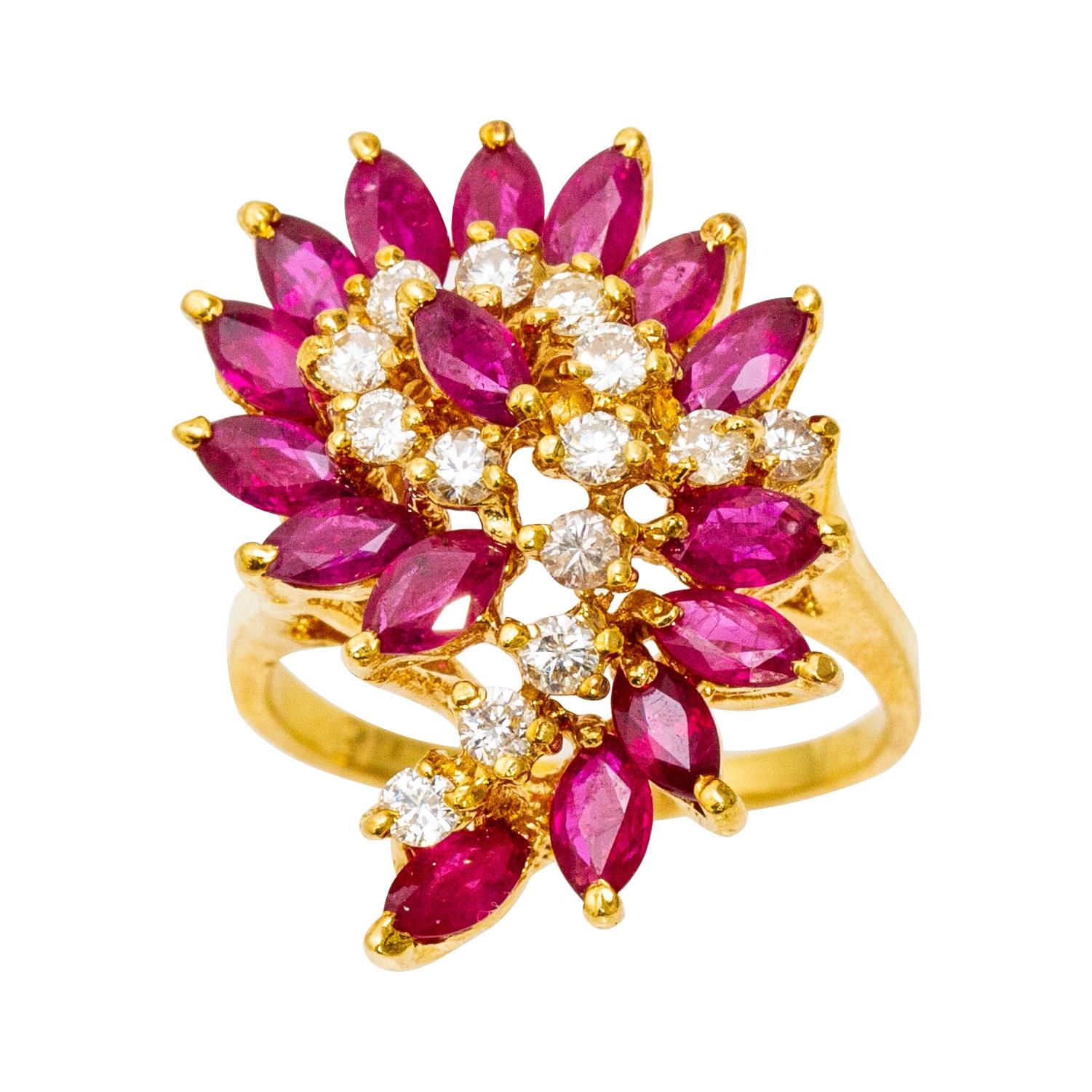 GIA Vintage 14k Gold Ruby and Diamond Ring