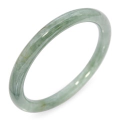 GIA Vintage 24.88ct Translucent Grade A Green Jadeite Jade Bangle Bracelet