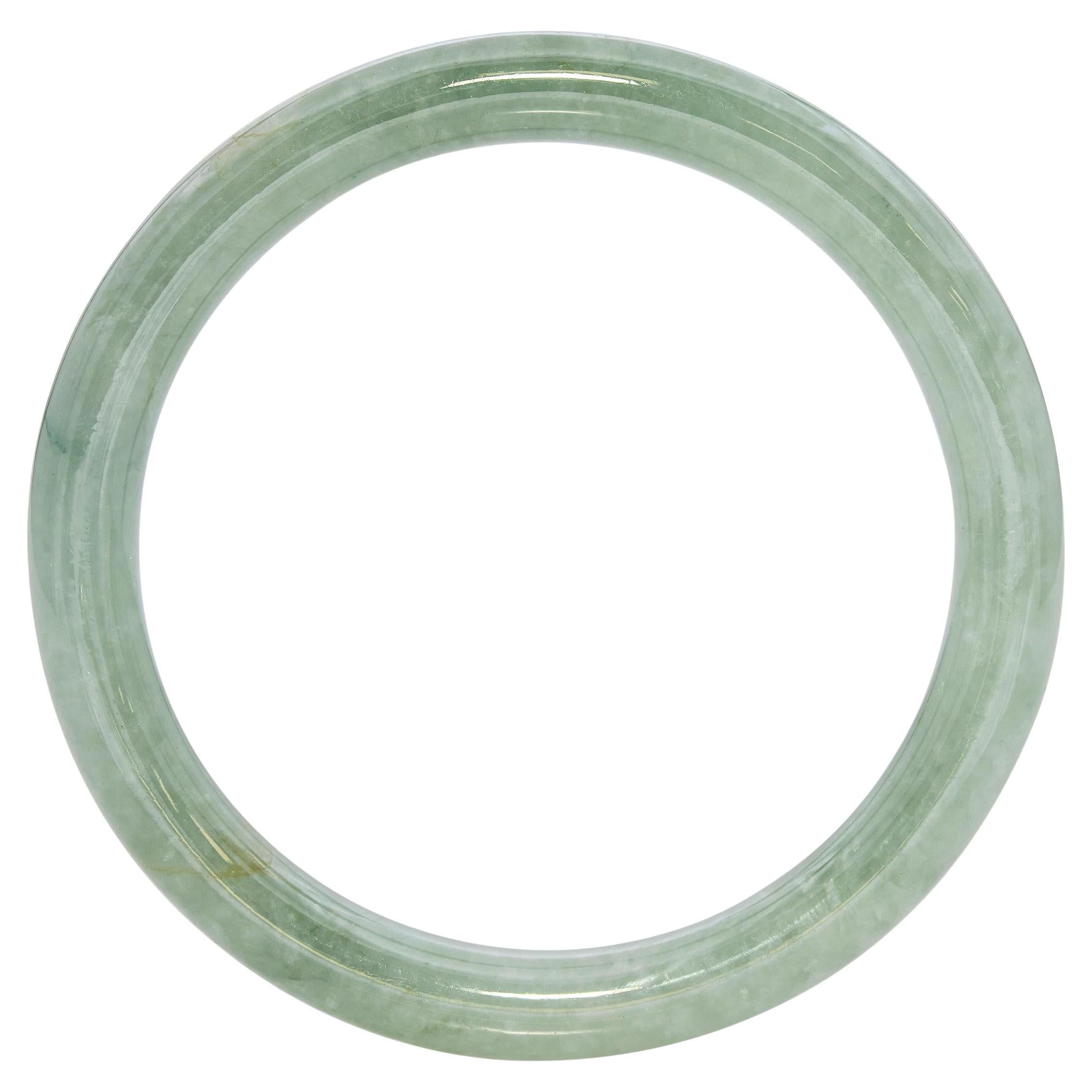 GIA Vintage 24.88ct Translucent Grade A Green Jadeite Jade Bangle Bracelet