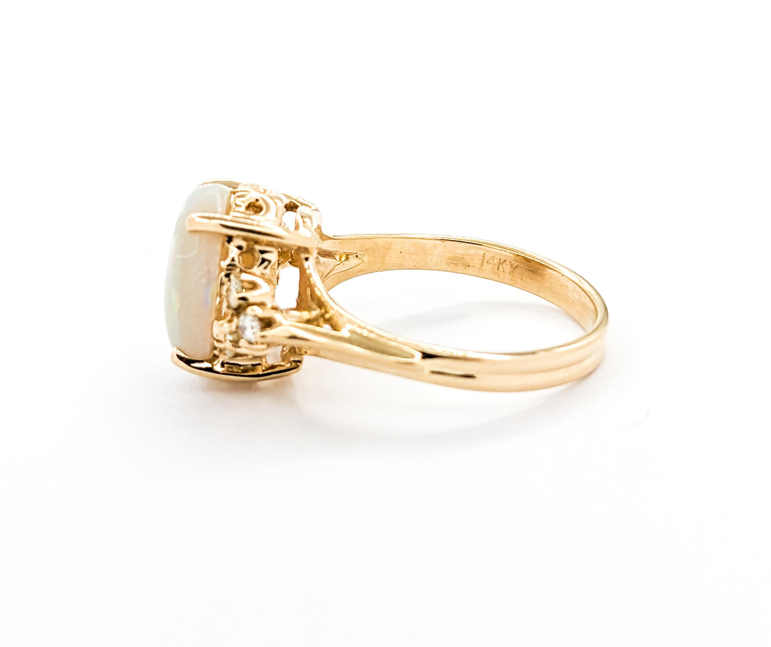 GIA Vintage Australian Opal & Diamant Ring in Gelbgold im Angebot 4