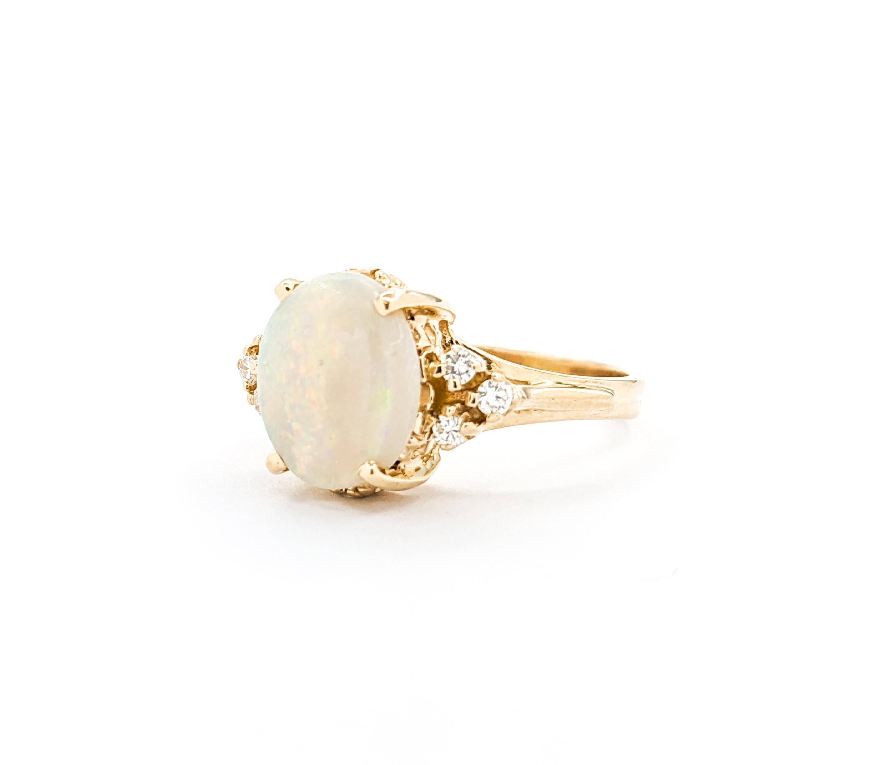 GIA Vintage Australian Opal & Diamant Ring in Gelbgold im Angebot 5