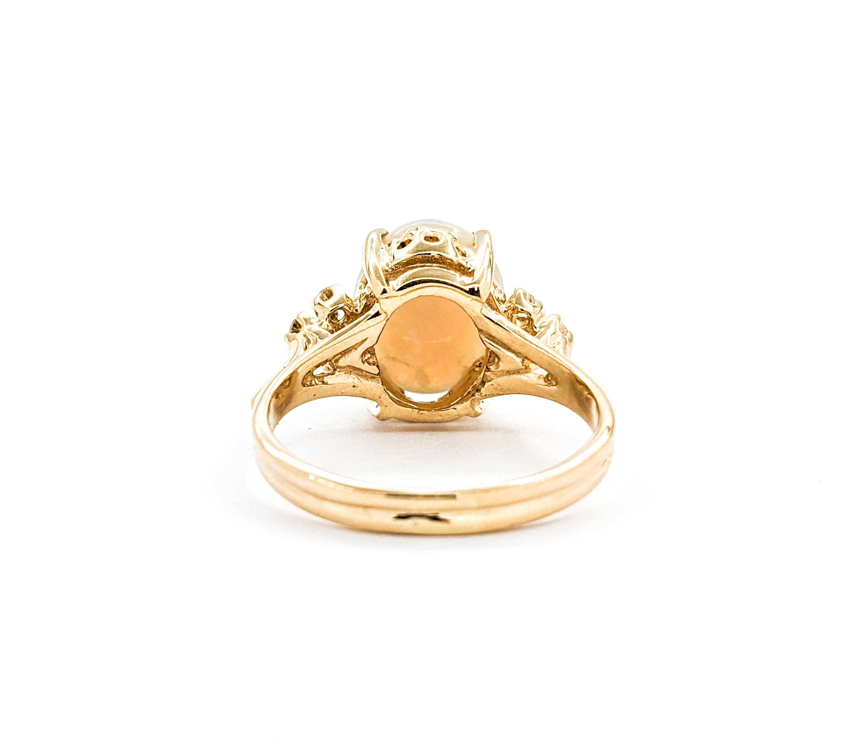GIA Vintage Australian Opal & Diamond Ring in Yellow Gold For Sale 3