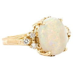 GIA Vintage Australian Opal & Diamant Ring in Gelbgold