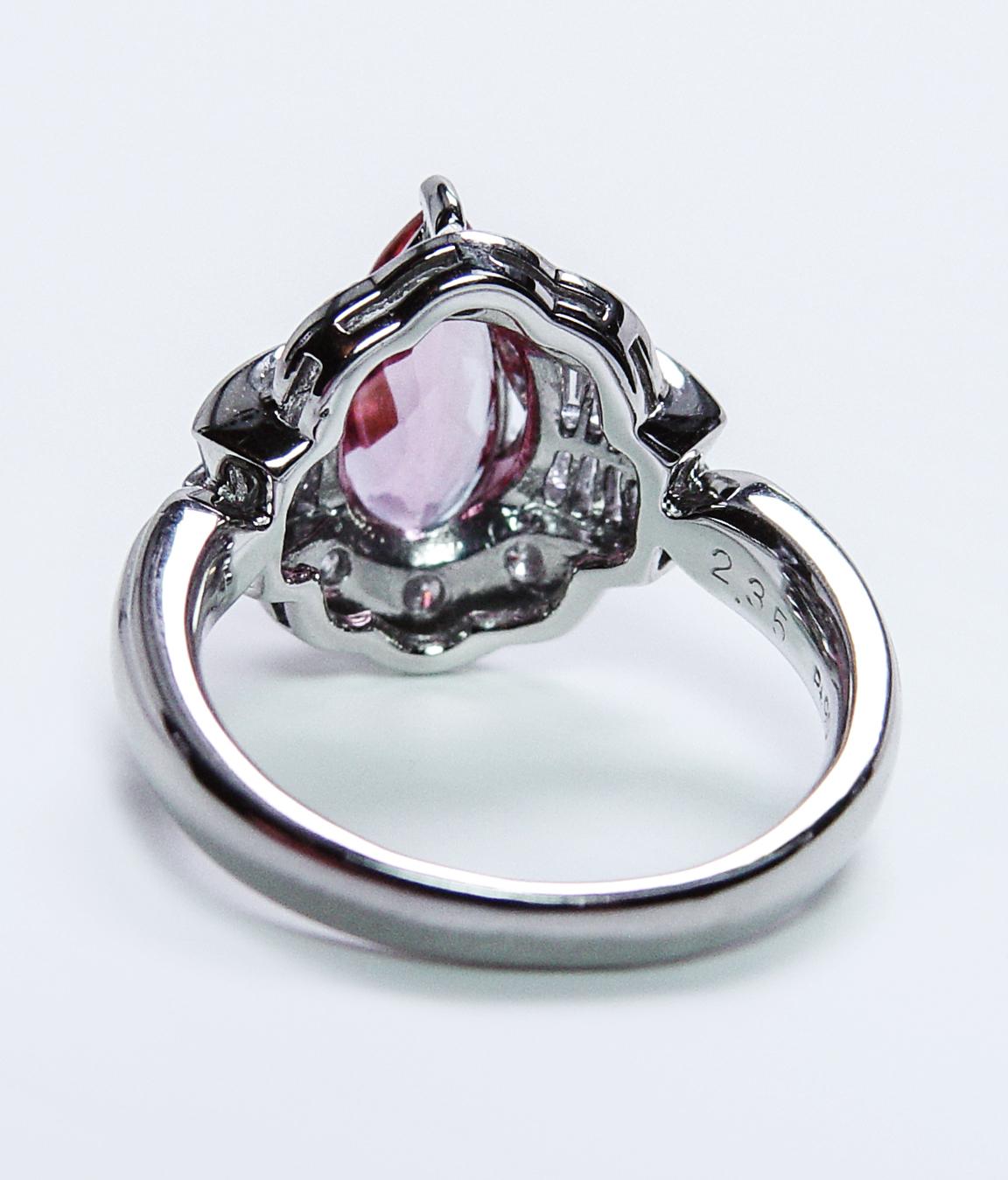 GIA Vintage Diamond Imperial Topaz Ring Platinum Estate Salmon Peach estate For Sale 6
