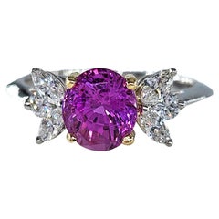 GIA Vintage TIFFANY & Co 2.60ctw Pink Sapphire and Diamond Platinum Ring