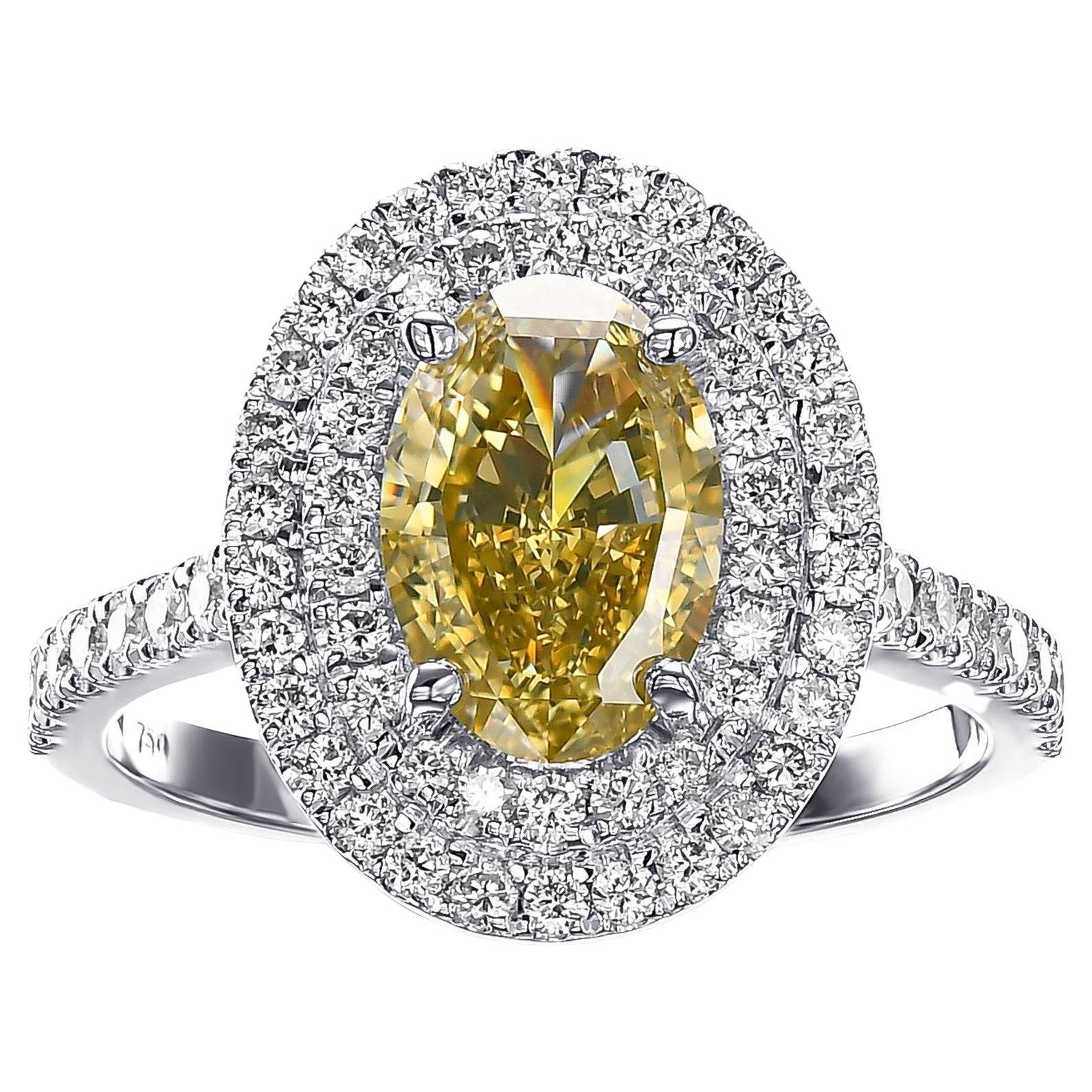 GIA 2.71 TCW Fancy Diamond Diamond, 18 Kt. White Gold, Ring For Sale at ...