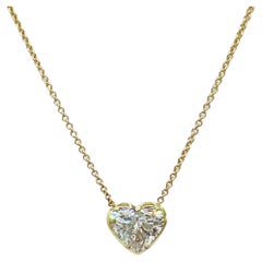 GIA White Diamond 3 Carat Heart Pendant Necklace in 18K Yellow Gold