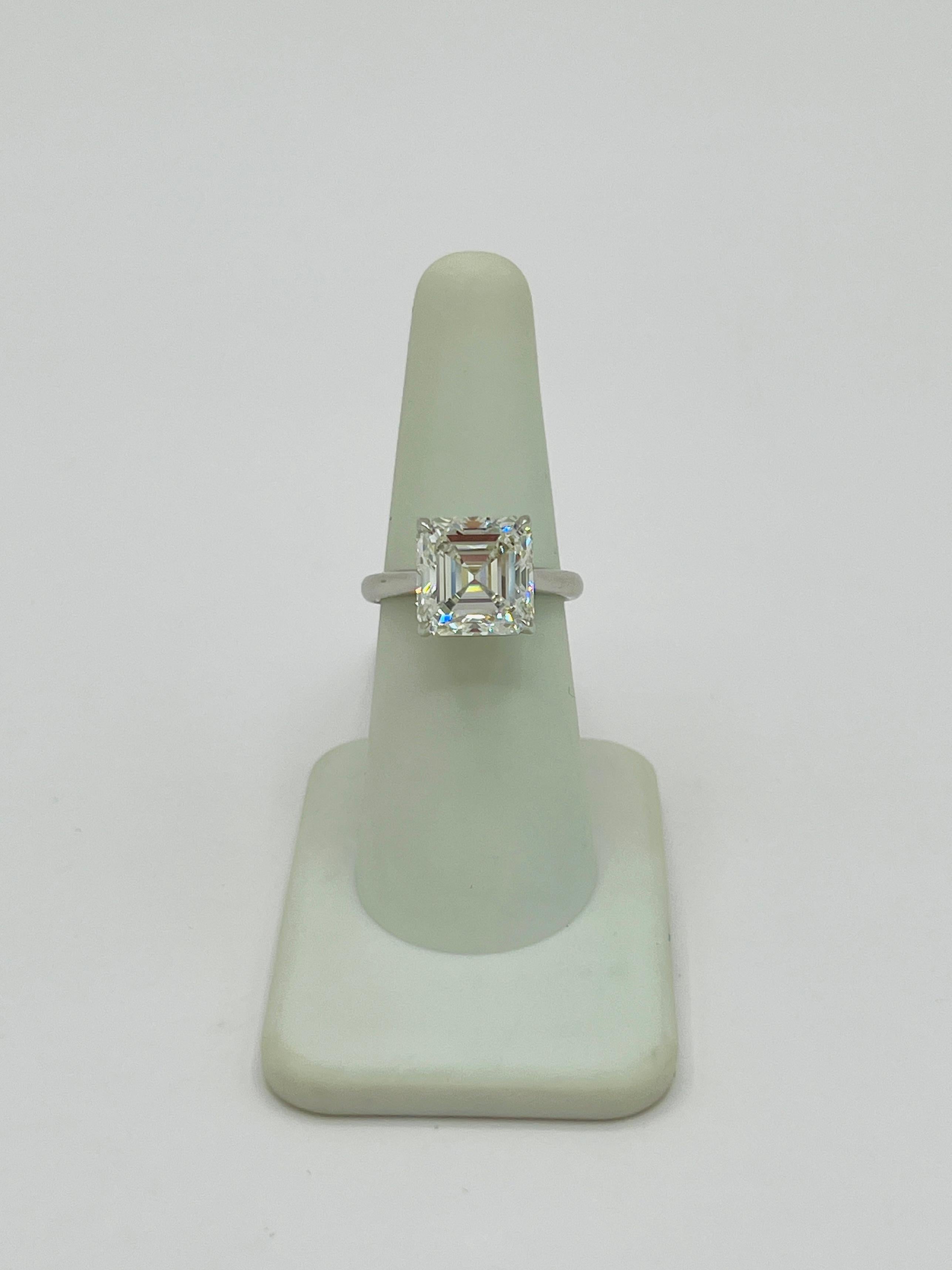 Women's or Men's GIA White Diamond 6 Carat Asscher Cut Solitaire Ring in Platinum For Sale