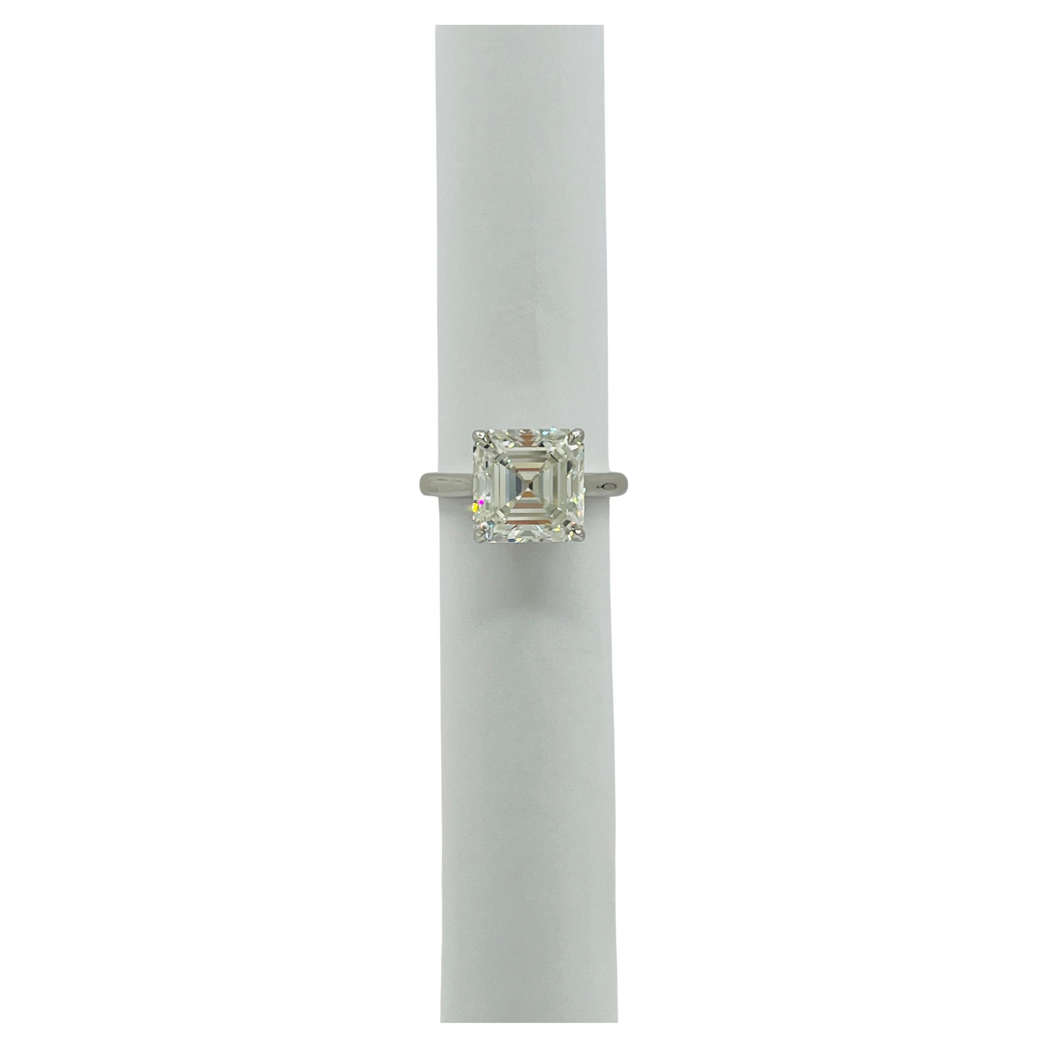 GIA White Diamond 6 Carat Asscher Cut Solitaire Ring in Platinum