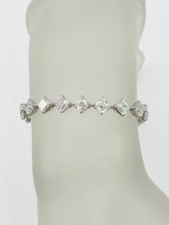 GIA White Diamond Asscher Cut 0.70 Carats Each Tennis Bracelet in 18K White Gold