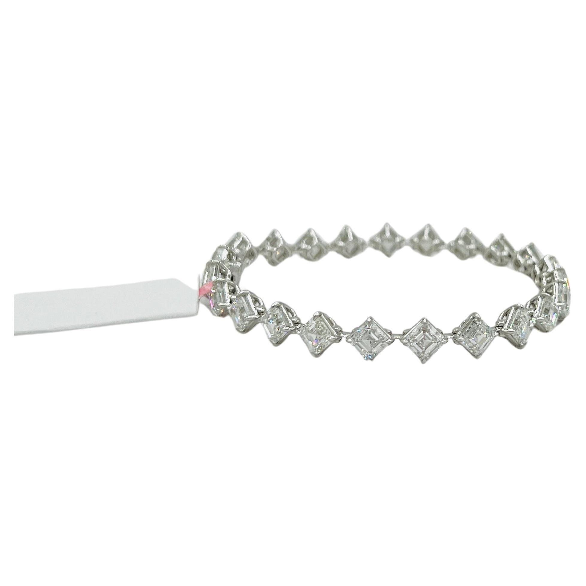 GIA White Diamond Asscher Cut 0.70 Carats Each Tennis Bracelet in 18K White Gold