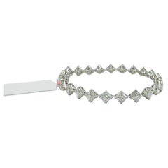 GIA Bracciale tennis con diamanti bianchi taglio Asscher da 0,70 carati ciascuno in oro bianco 18 carati