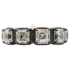 GIA White Diamond Asscher Eternity Band Ring in Black Rhodium & 18K Yellow