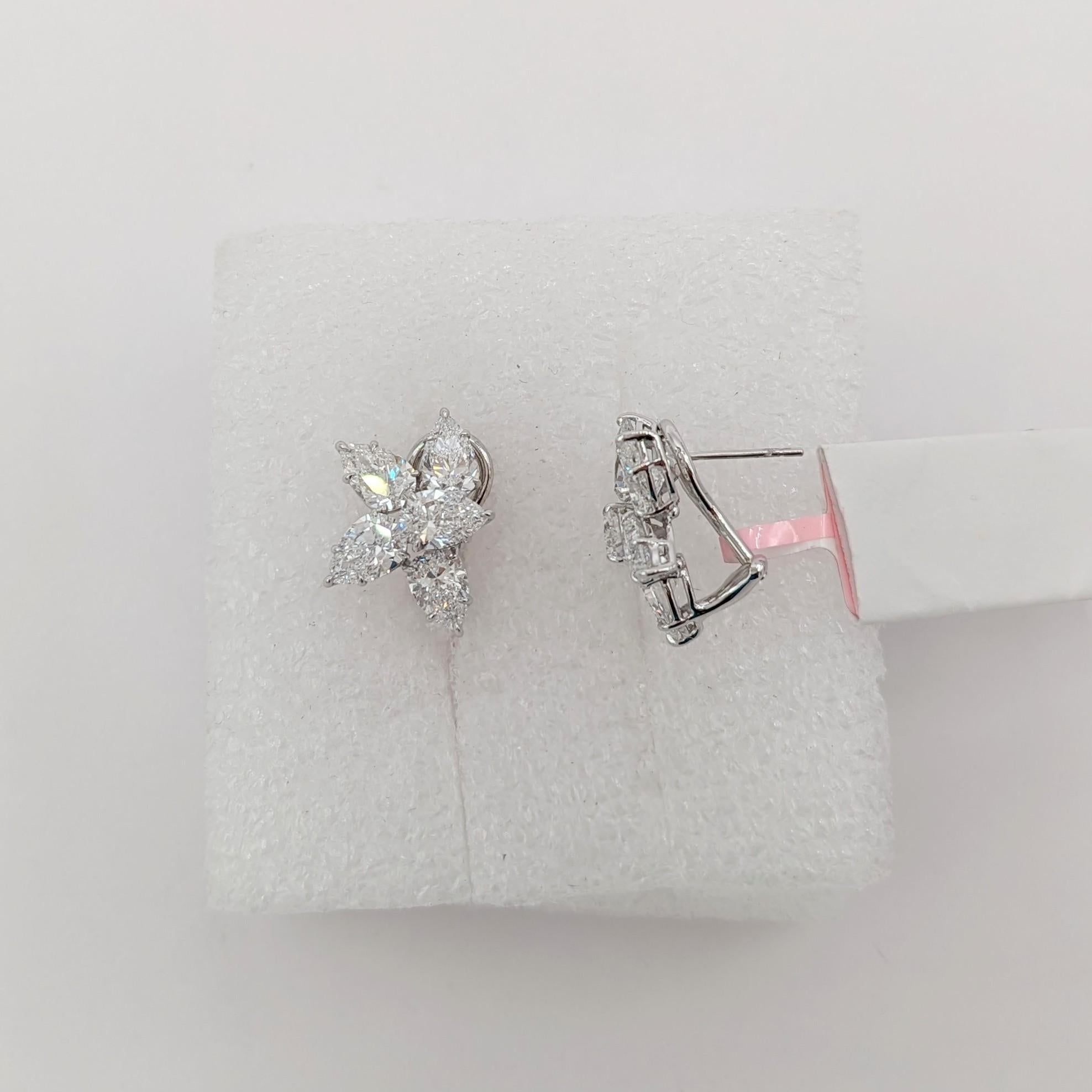 GIA White Diamond Cluster Earrings in 18K White Gold 1