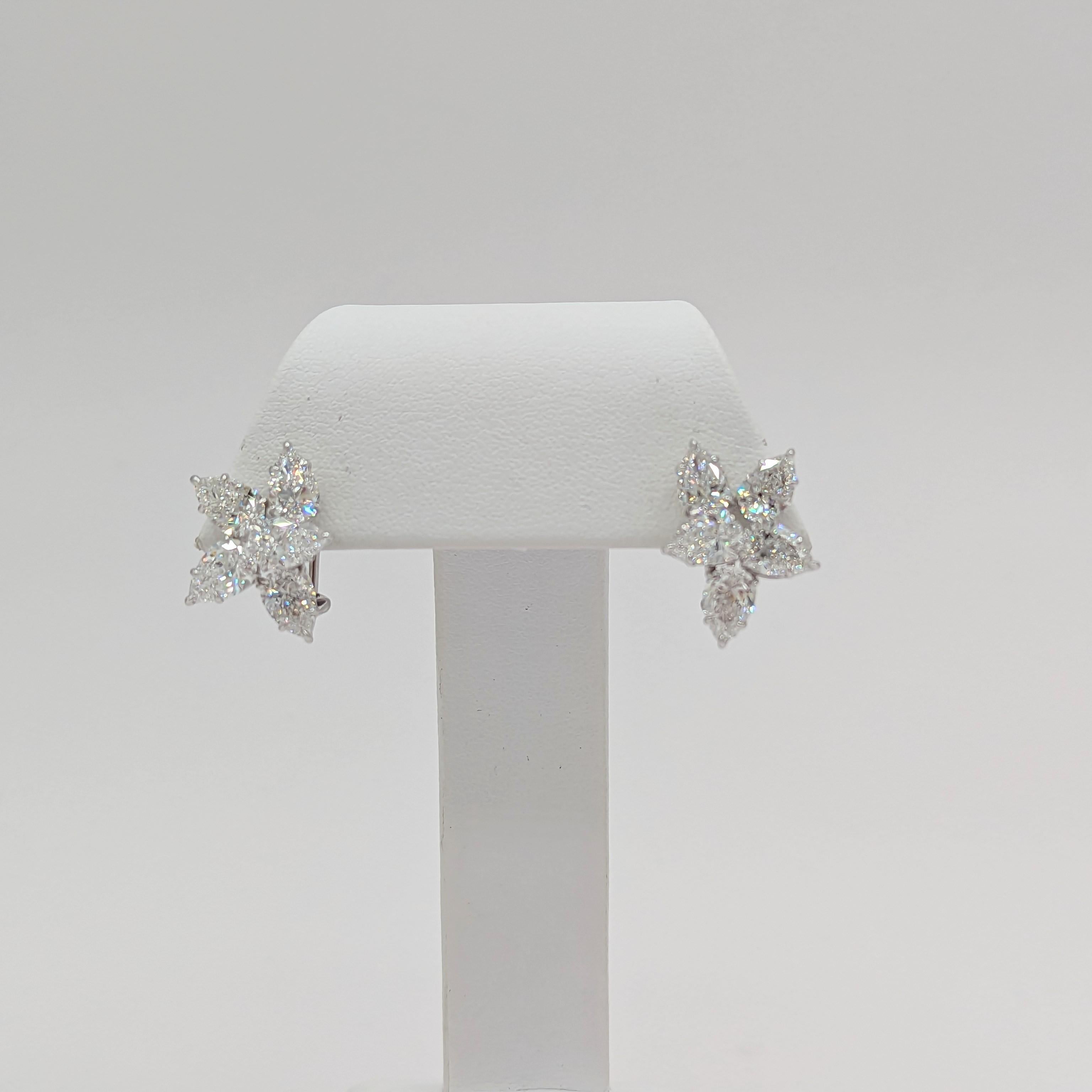 GIA White Diamond Cluster Earrings in 18K White Gold 2