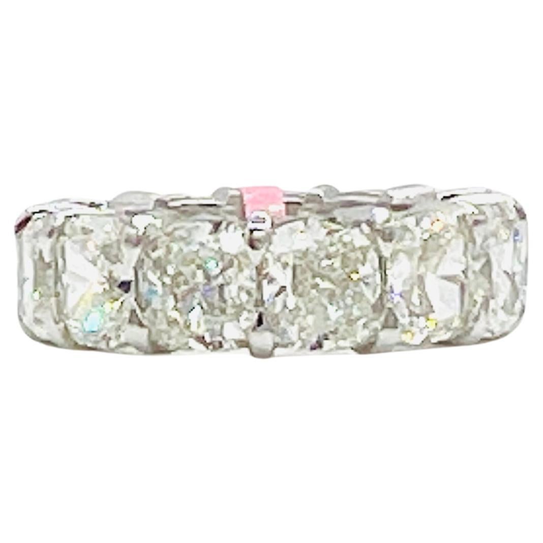 GIA White Diamond Cushion 1 Carat Each Diamond Eternity Band Ring in 18K Gold