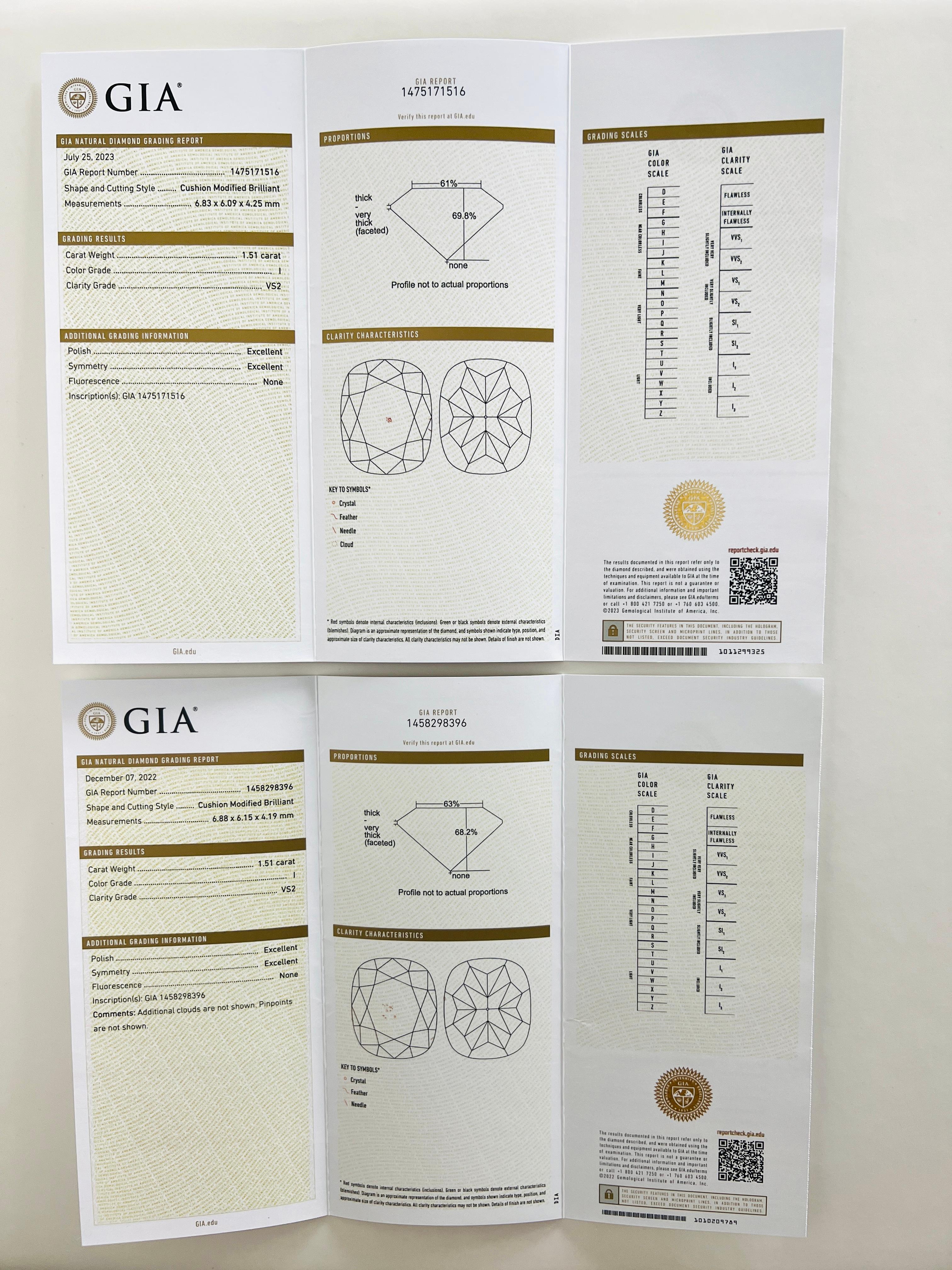 GIA Weißer Diamant im Kissenschliff 1,5 Karat je schwarzer Rhodium & 18K Gold Ohrringe 5
