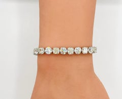GIA White Diamond Cushion and Round Tennis Bracelet in 18K White Gold