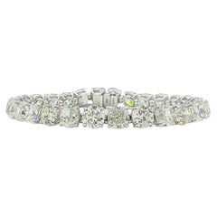 GIA White Diamond Cushion and Round Tennis Bracelet in 18K White Gold