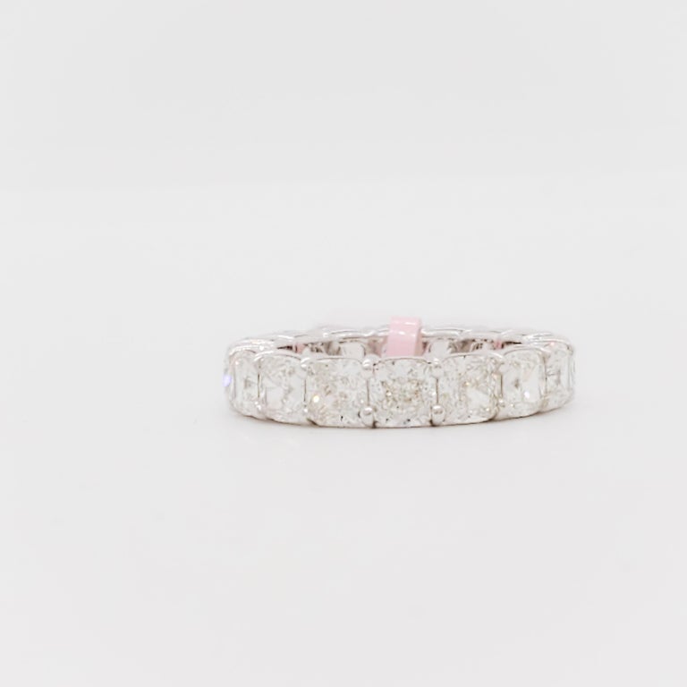 GIA White Diamond Cushion Eternity Band in 18k White Gold For Sale at ...