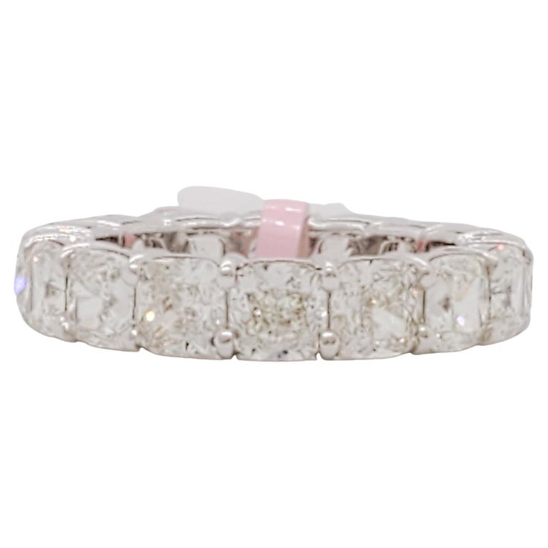 GIA White Diamond Cushion Eternity Band in 18k White Gold For Sale at ...