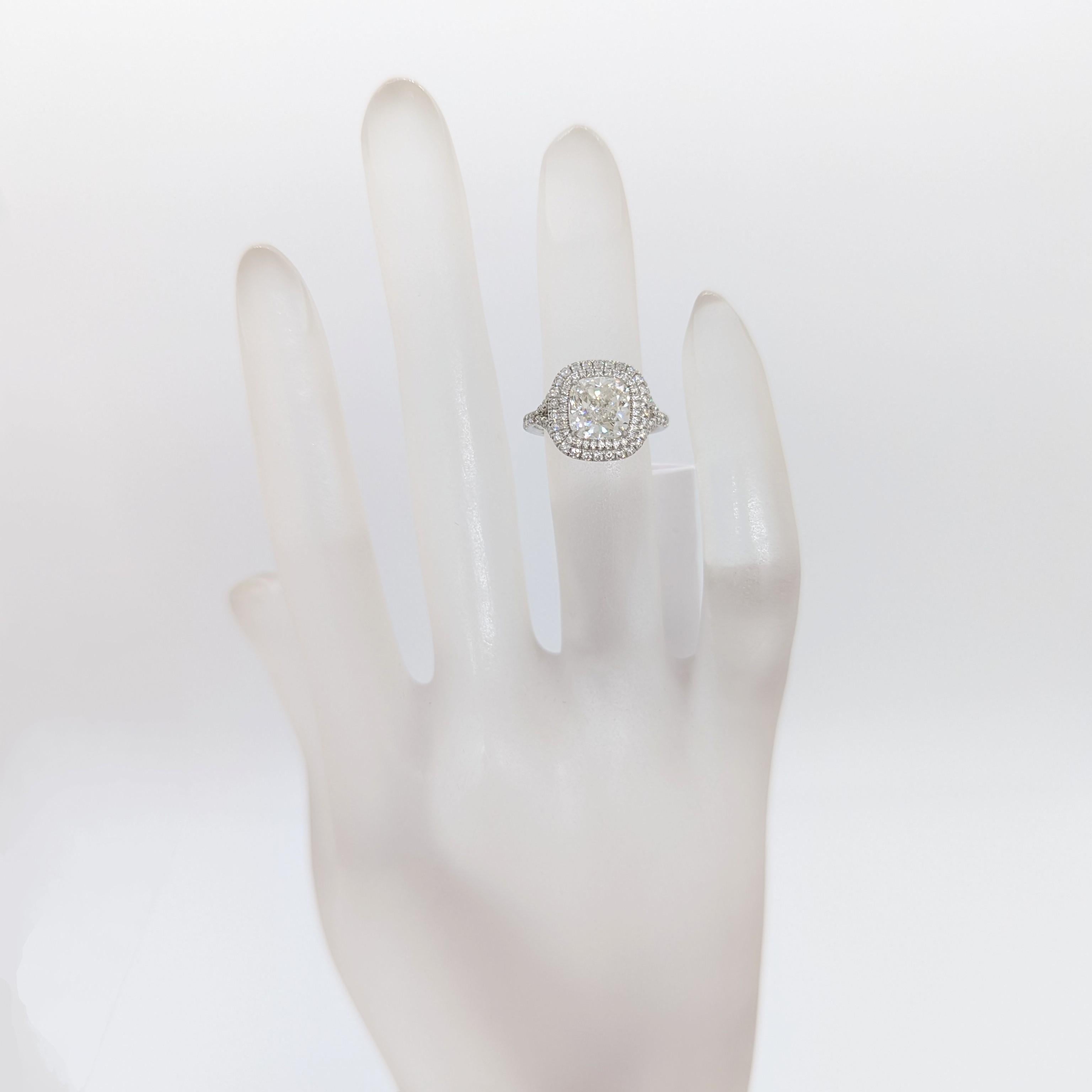 Cushion Cut GIA White Diamond Cushion Ring in Platinum For Sale